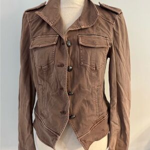 White House Black Market Pink Jean Jacket with beading